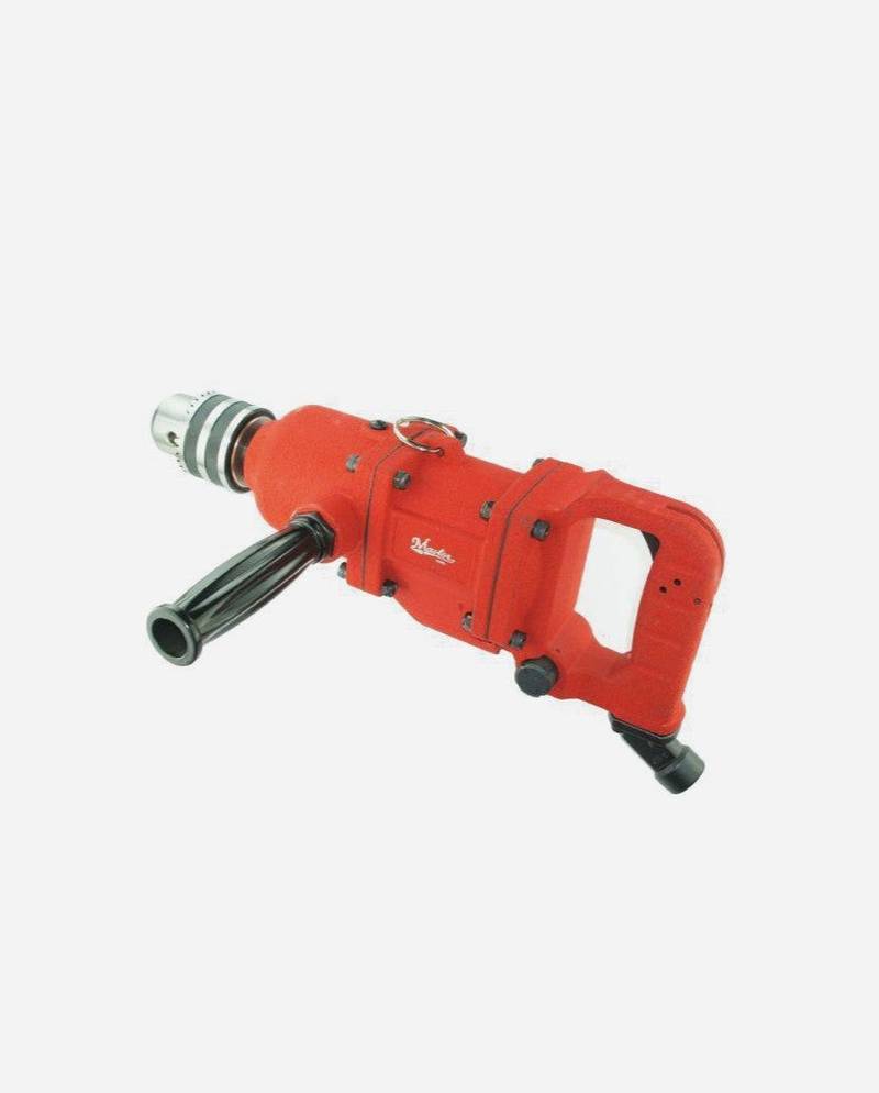 a red and black drill is on a white background