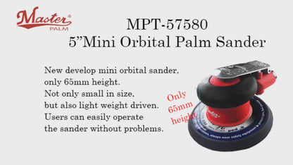 Lijadora orbital neumática Master Palm 57580 de 5": perfecta para un lijado manual rápido y potente a baja altura